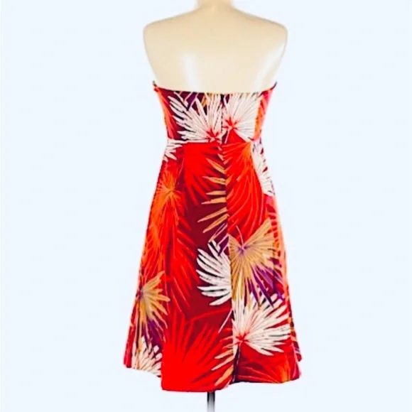 Vintage GAP Summer Strapless Dress with Leaf Print - Picture 2 of 6